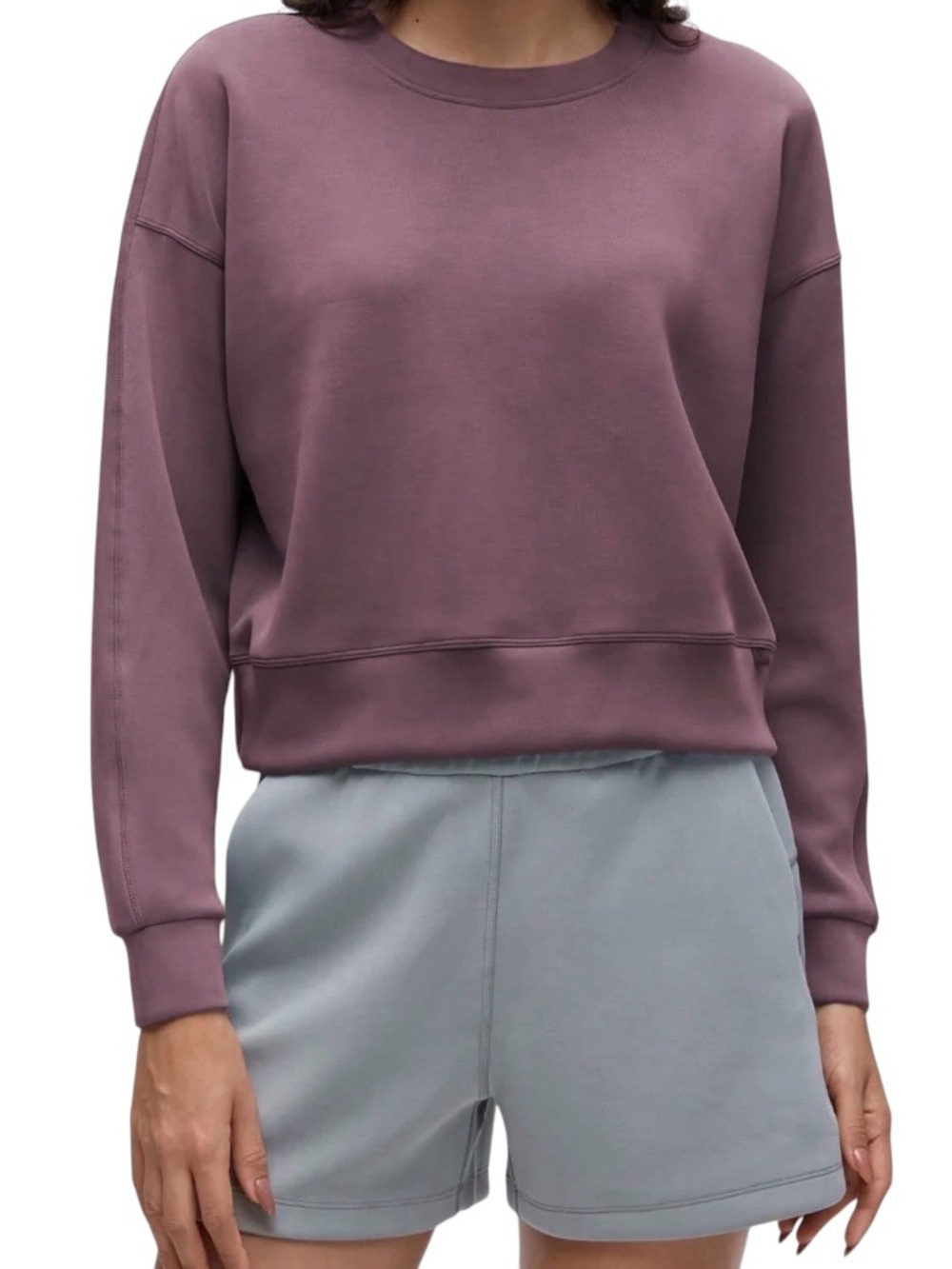 Crzy Yoga SoftAura Crewneck Pullover Sweatshirt in Ripe Plum XL